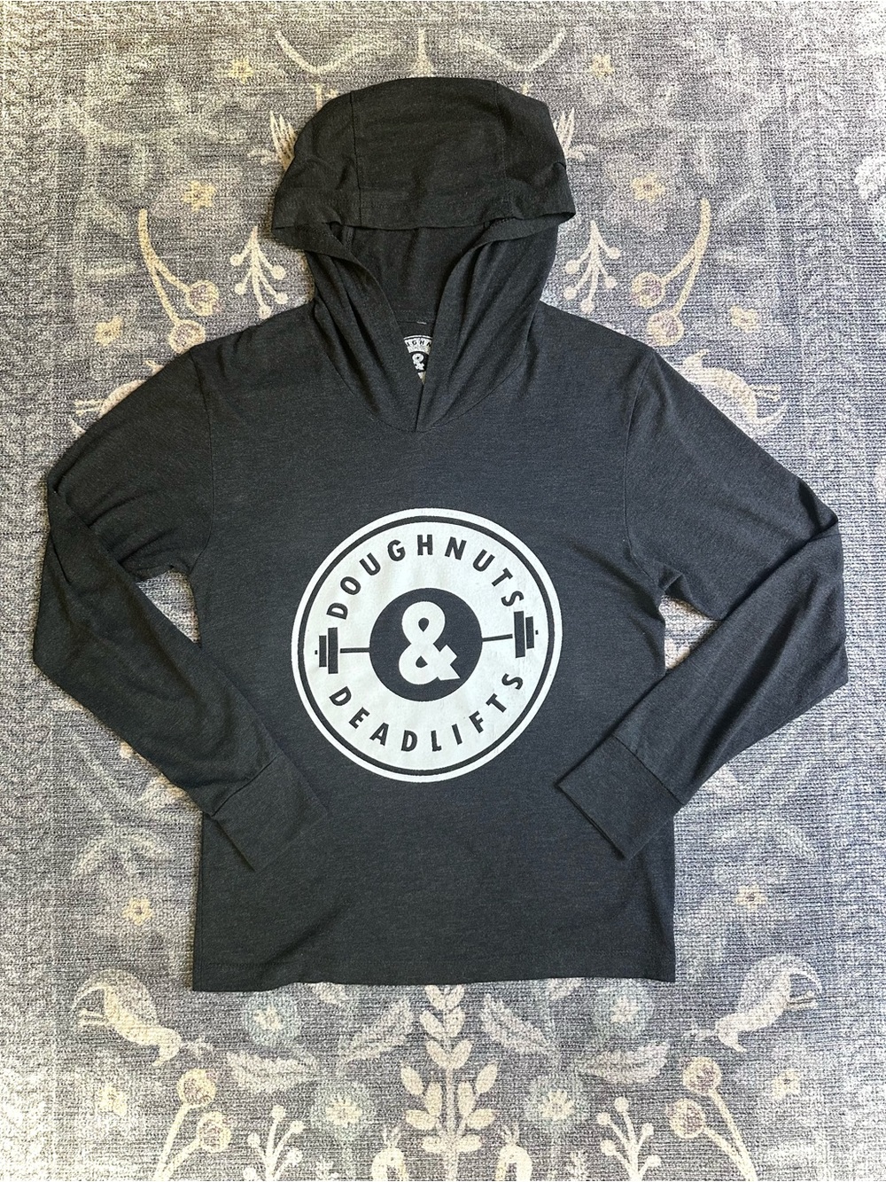 Doughnuts & Deadlifts Black Hoodie Sz XS Eat Lift Live